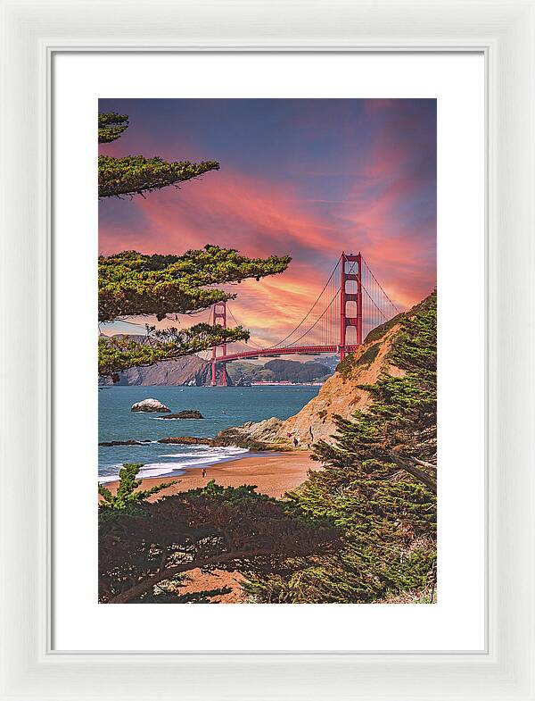 Baker Beach Scenic View of Golden Gate Bridge  - Framed Print