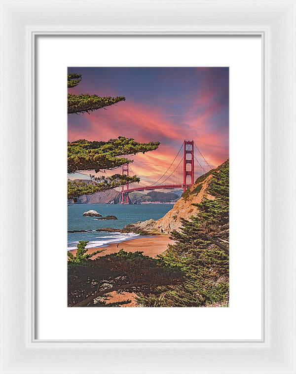 Baker Beach Scenic View of Golden Gate Bridge  - Framed Print