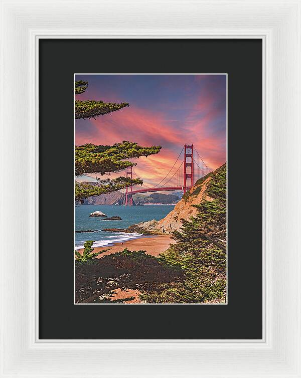 Baker Beach Scenic View of Golden Gate Bridge  - Framed Print