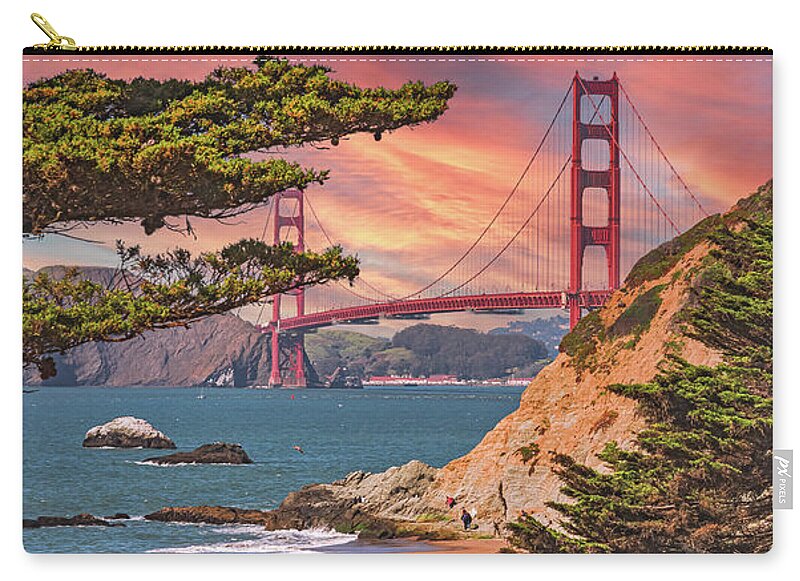 Baker Beach Scenic View of Golden Gate Bridge  - Zip Pouch