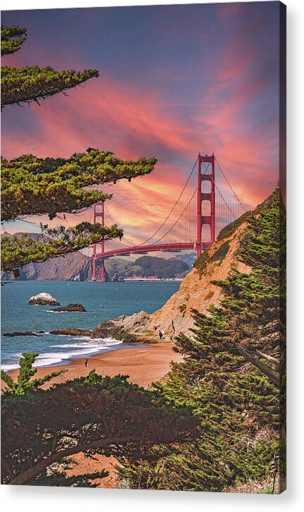 Baker Beach Scenic View of Golden Gate Bridge  - Acrylic Print