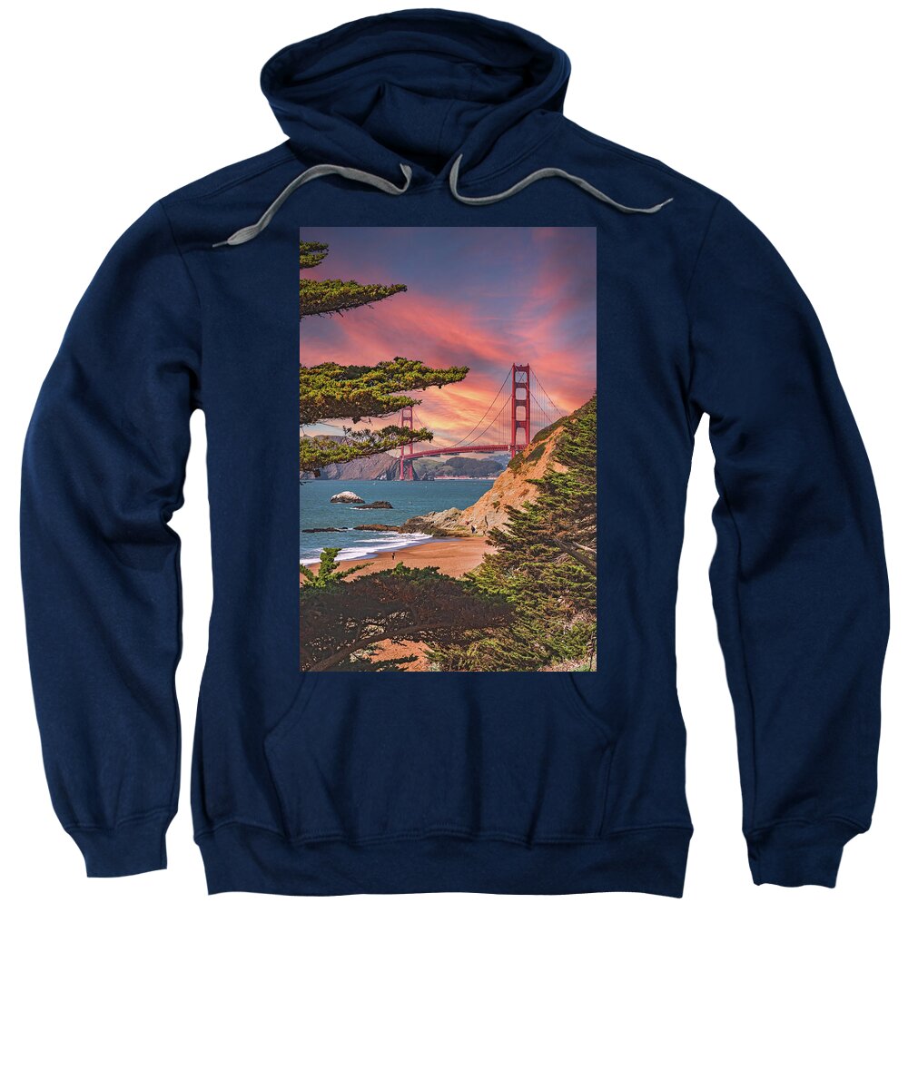 Baker Beach Scenic View of Golden Gate Bridge  - Sweatshirt