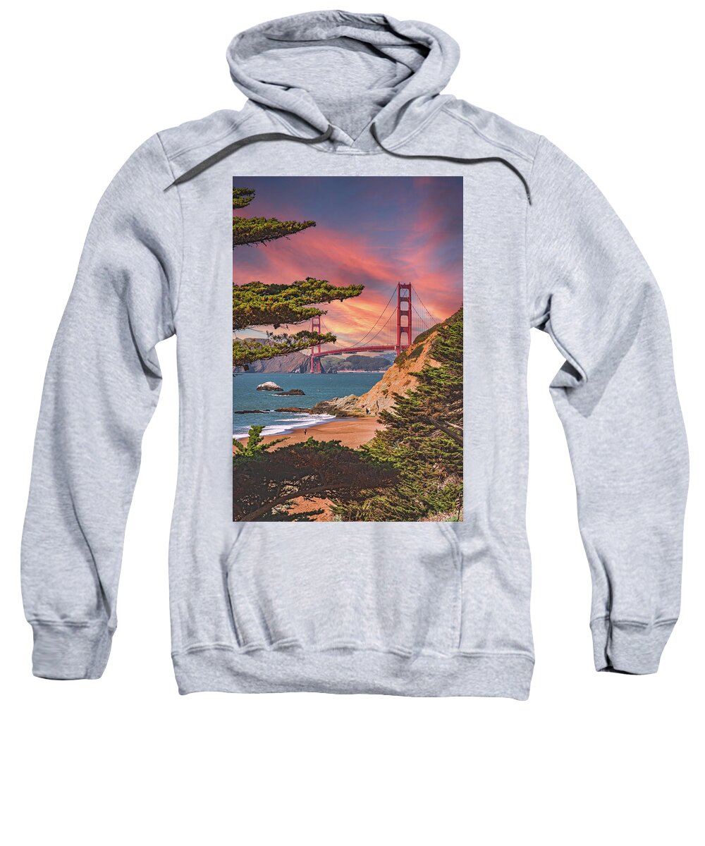 Baker Beach Scenic View of Golden Gate Bridge  - Sweatshirt