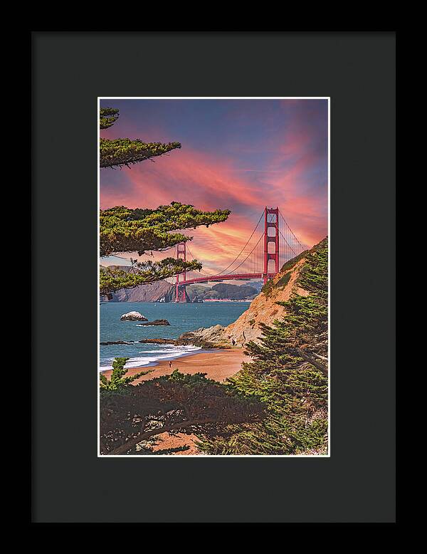 Baker Beach Scenic View of Golden Gate Bridge  - Framed Print