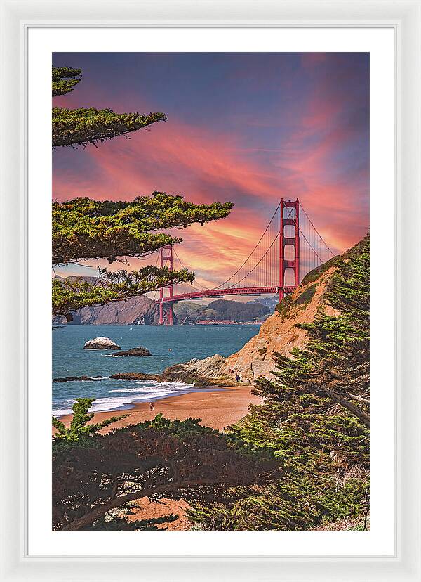 Baker Beach Scenic View of Golden Gate Bridge  - Framed Print