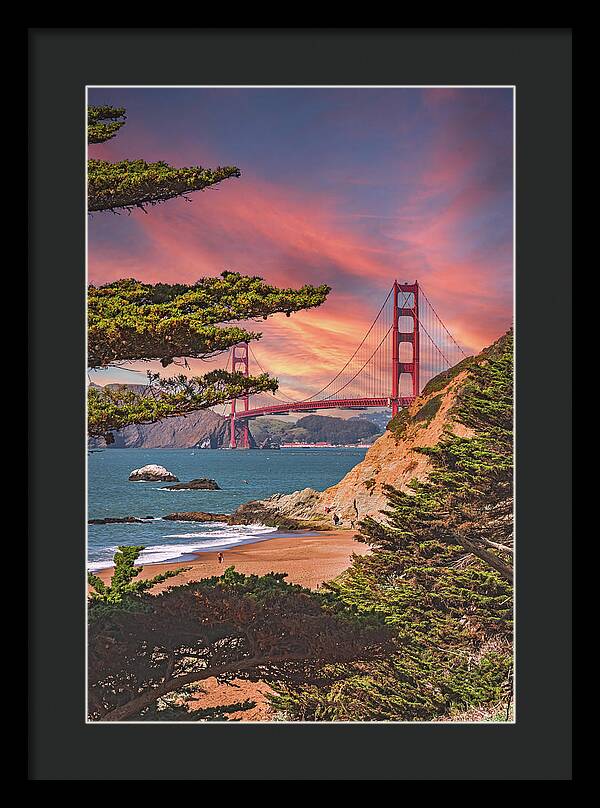 Baker Beach Scenic View of Golden Gate Bridge  - Framed Print