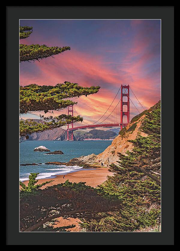 Baker Beach Scenic View of Golden Gate Bridge  - Framed Print