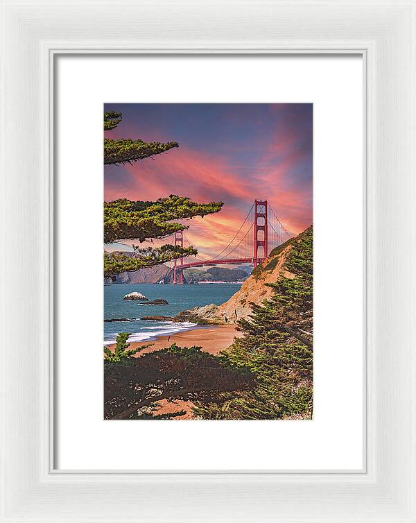 Baker Beach Scenic View of Golden Gate Bridge  - Framed Print