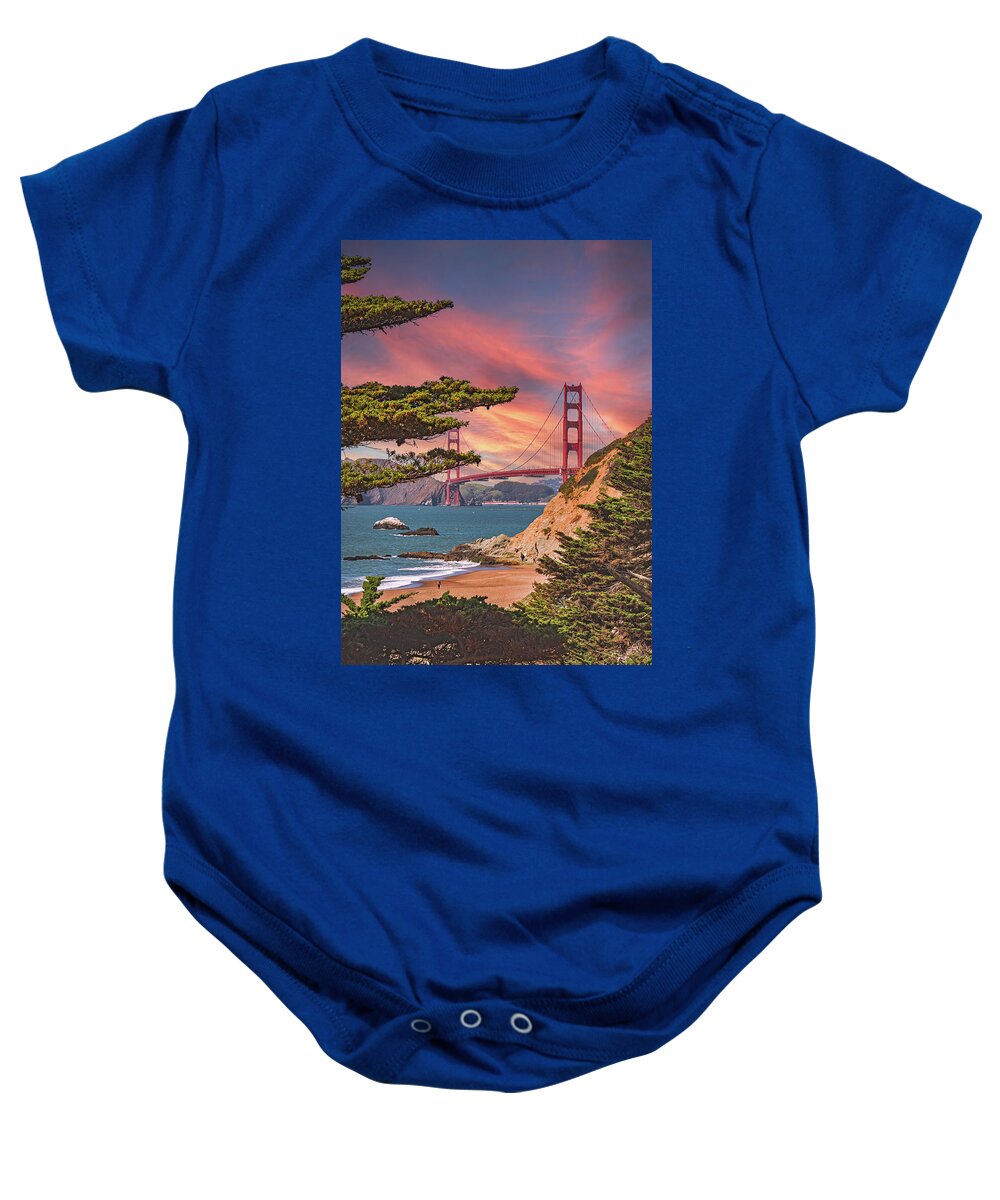 Baker Beach Scenic View of Golden Gate Bridge  - Baby Onesie