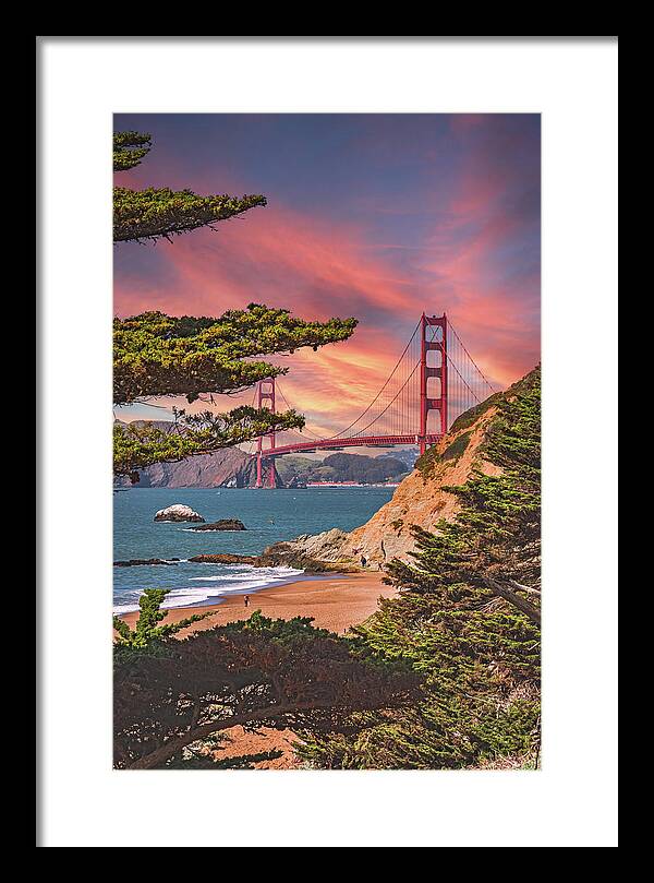 Baker Beach Scenic View of Golden Gate Bridge  - Framed Print
