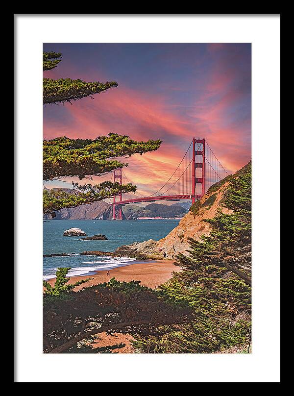 Baker Beach Scenic View of Golden Gate Bridge  - Framed Print