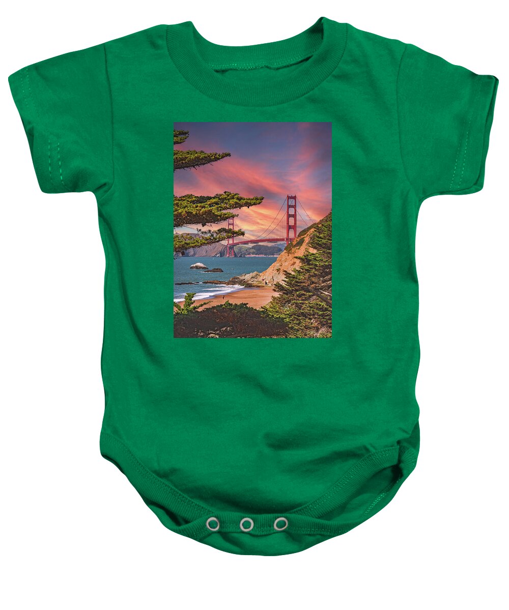 Baker Beach Scenic View of Golden Gate Bridge  - Baby Onesie
