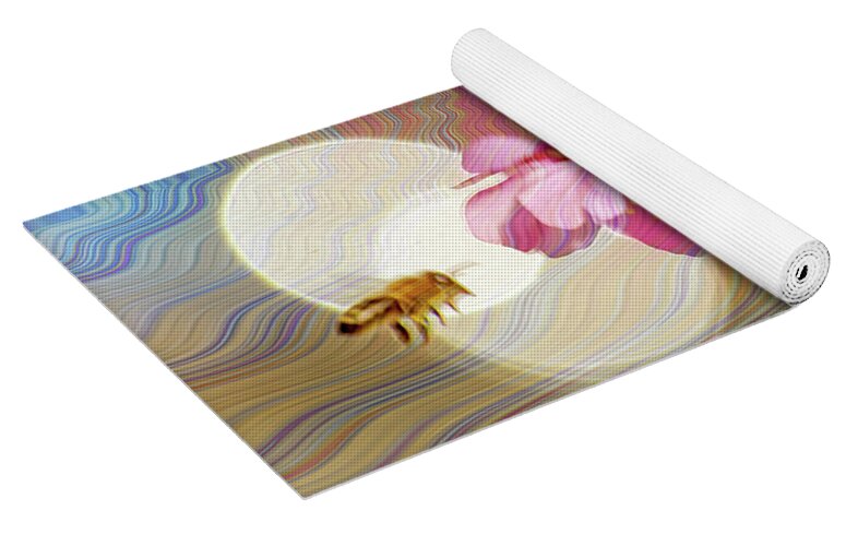 Bee Flying into a Flower with an Orb and Colorful Overlay - Yoga Mat