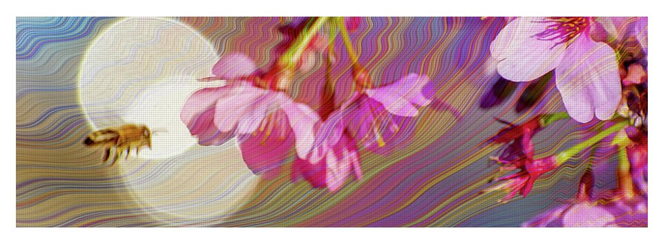 Bee Flying into a Flower with an Orb and Colorful Overlay - Yoga Mat