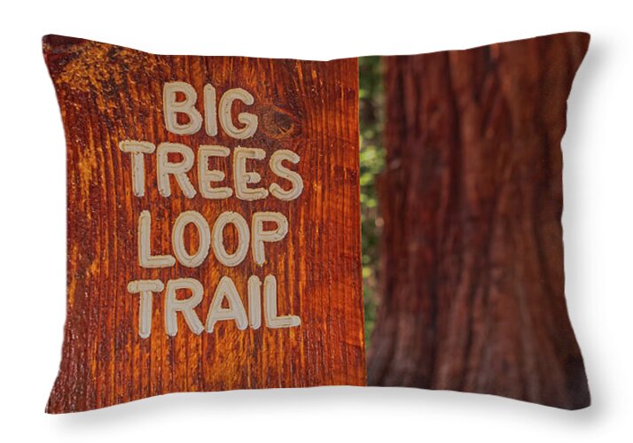 Big Trees Loop Trail and Sequoia Tree - Throw Pillow