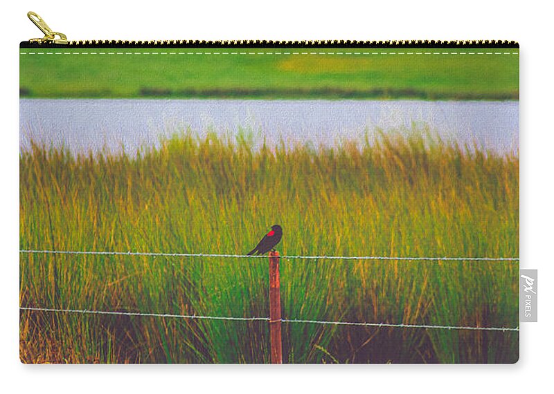 Black and Red Bird Chilling by the Reservoir - Zip Pouch