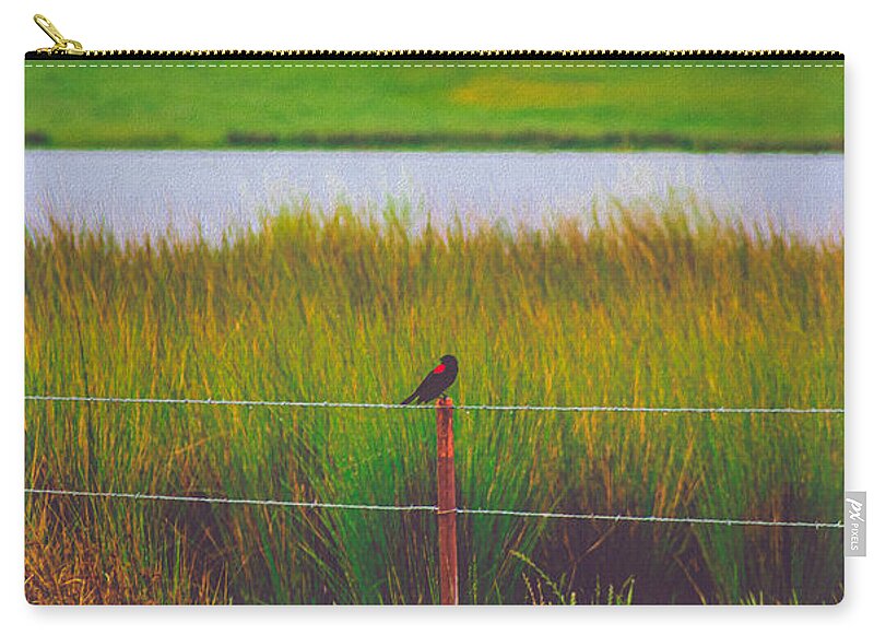 Black and Red Bird Chilling by the Reservoir - Zip Pouch