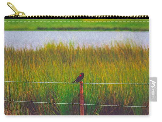 Black and Red Bird Chilling by the Reservoir - Zip Pouch