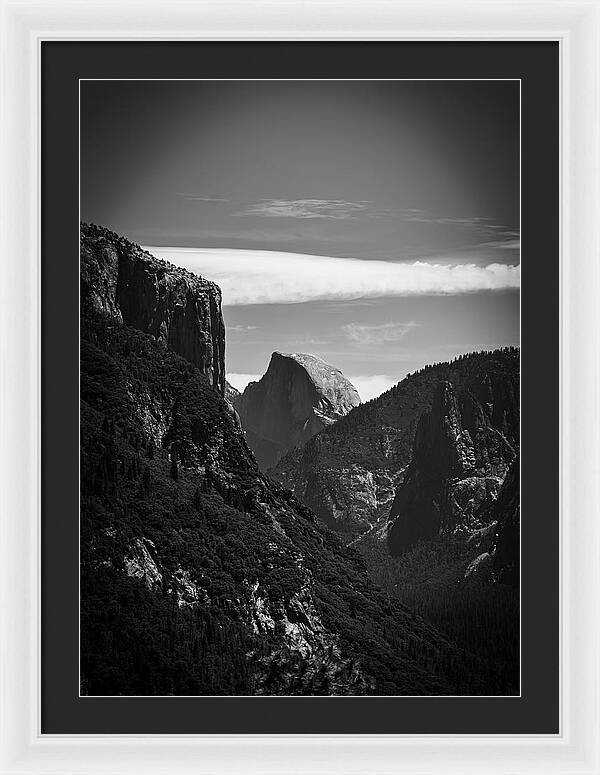 Black and White Half Dome - Framed Print