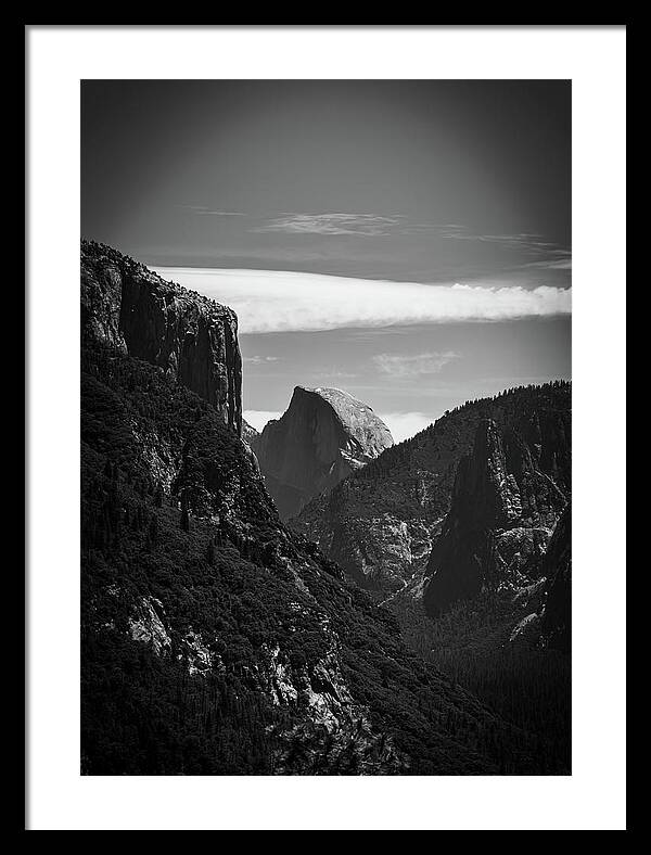 Black and White Half Dome - Framed Print