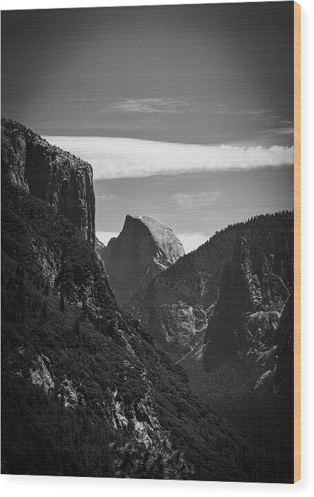 Black and White Half Dome - Wood Print