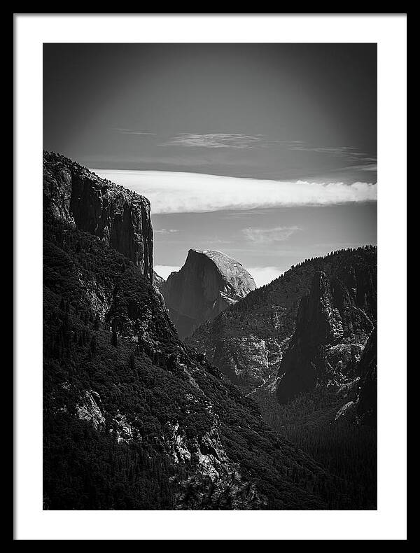 Black and White Half Dome - Framed Print