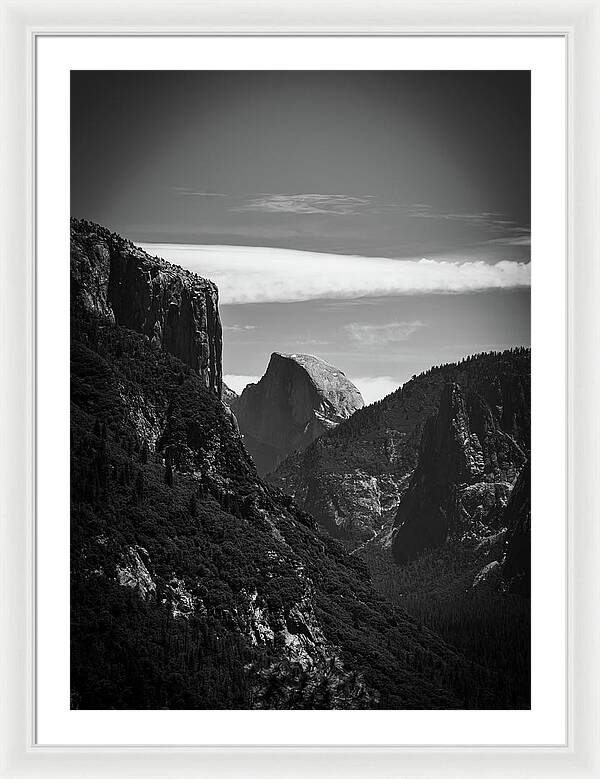 Black and White Half Dome - Framed Print