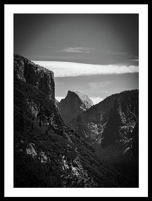 Black and White Half Dome - Framed Print