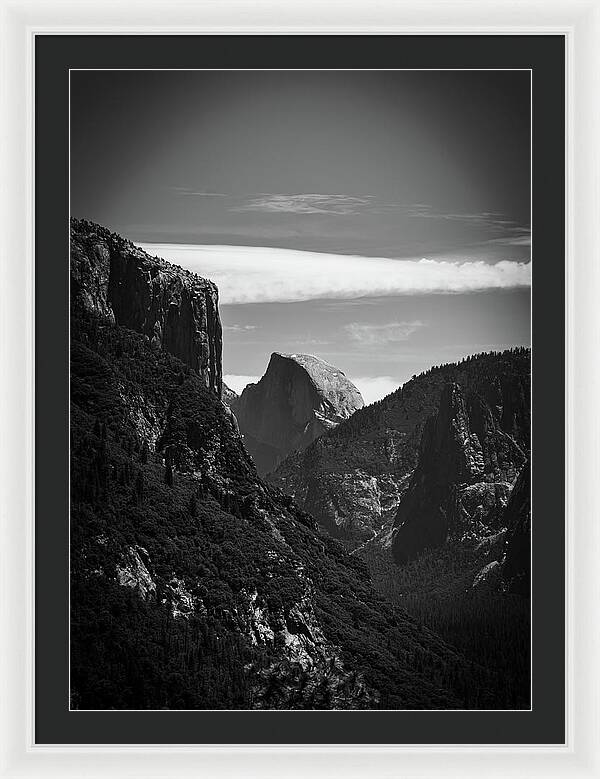 Black and White Half Dome - Framed Print