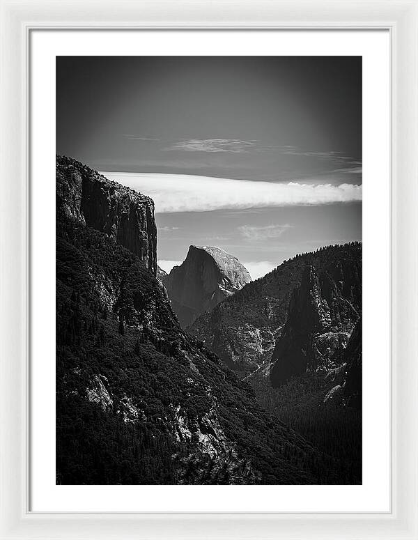 Black and White Half Dome - Framed Print