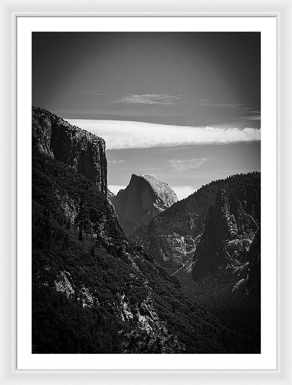 Black and White Half Dome - Framed Print