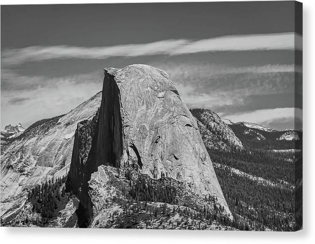 Black and White Landscape of Hal Dome - Canvas Print