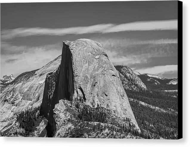 Black and White Landscape of Hal Dome - Canvas Print