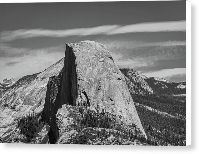 Black and White Landscape of Hal Dome - Canvas Print