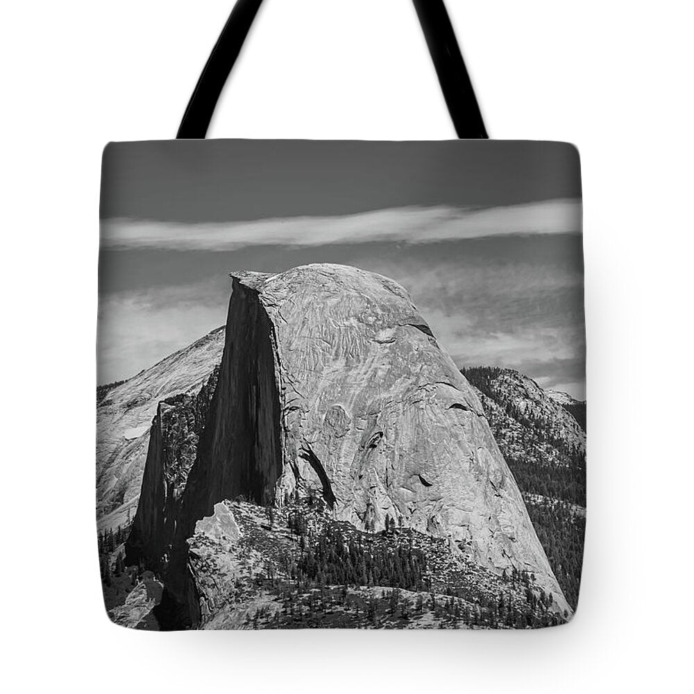Black and White Landscape of Hal Dome - Tote Bag