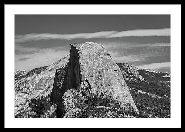 Black and White Landscape of Hal Dome - Framed Print