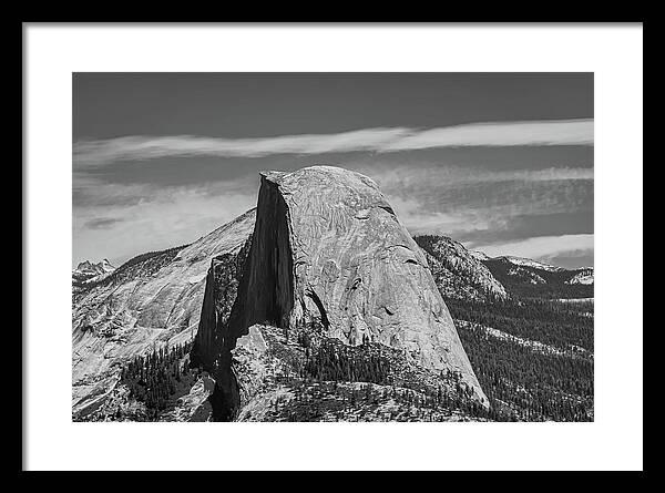 Black and White Landscape of Hal Dome - Framed Print