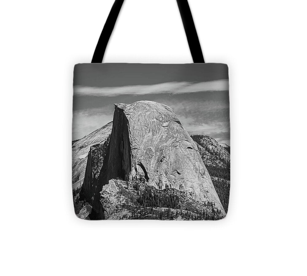 Black and White Landscape of Hal Dome - Tote Bag