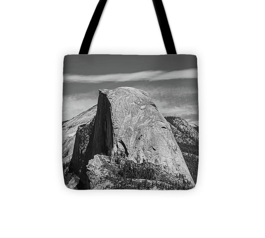Black and White Landscape of Hal Dome - Tote Bag