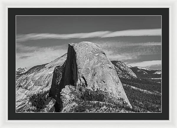 Black and White Landscape of Hal Dome - Framed Print