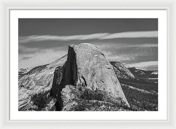 Black and White Landscape of Hal Dome - Framed Print