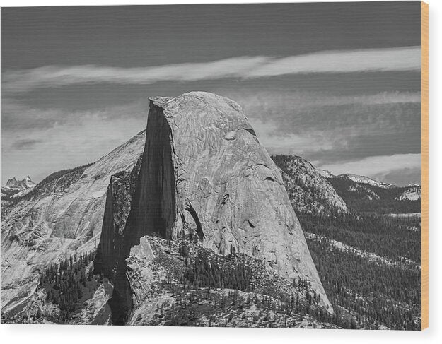 Black and White Landscape of Hal Dome - Wood Print