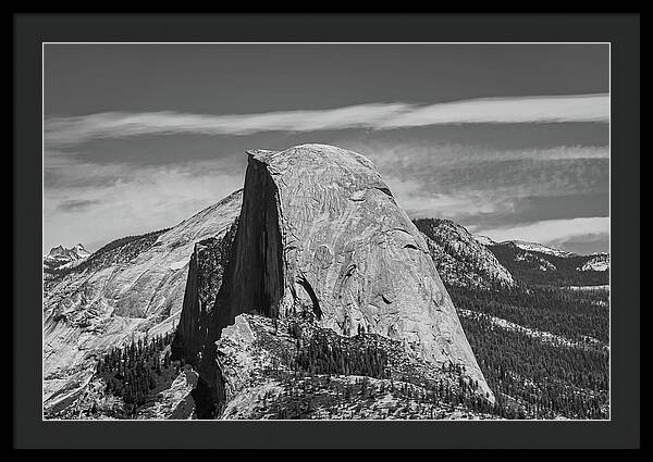 Black and White Landscape of Hal Dome - Framed Print