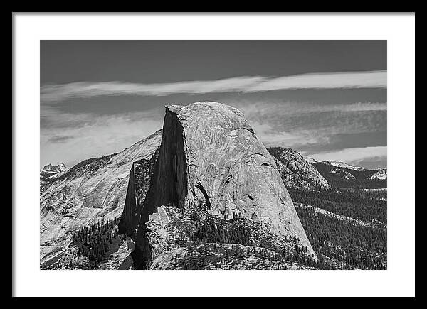 Black and White Landscape of Hal Dome - Framed Print