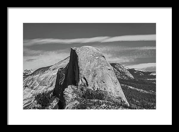 Black and White Landscape of Hal Dome - Framed Print