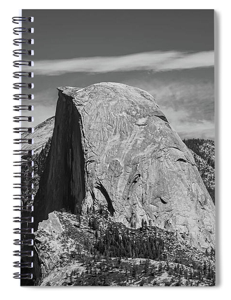 Black and White Landscape of Hal Dome - Spiral Notebook