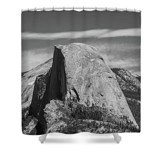 Black and White Landscape of Hal Dome - Shower Curtain
