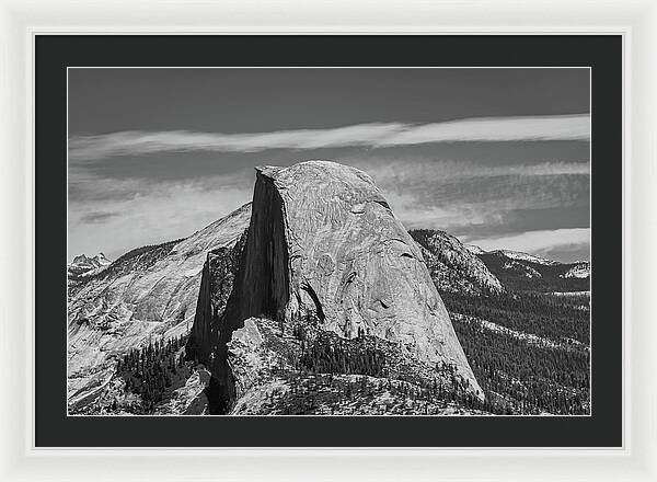 Black and White Landscape of Hal Dome - Framed Print