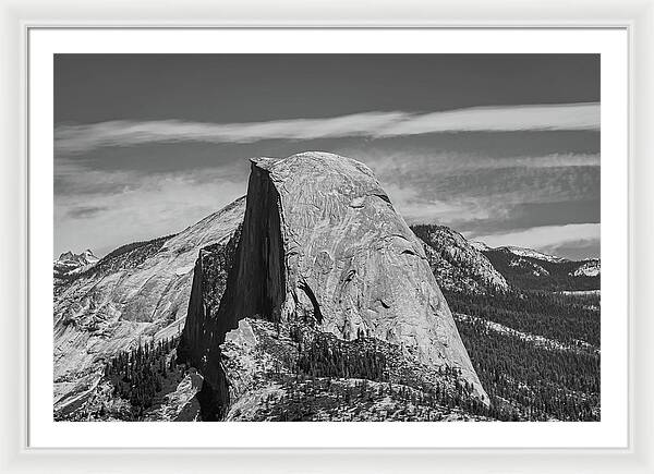 Black and White Landscape of Hal Dome - Framed Print