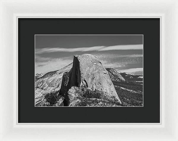 Black and White Landscape of Hal Dome - Framed Print